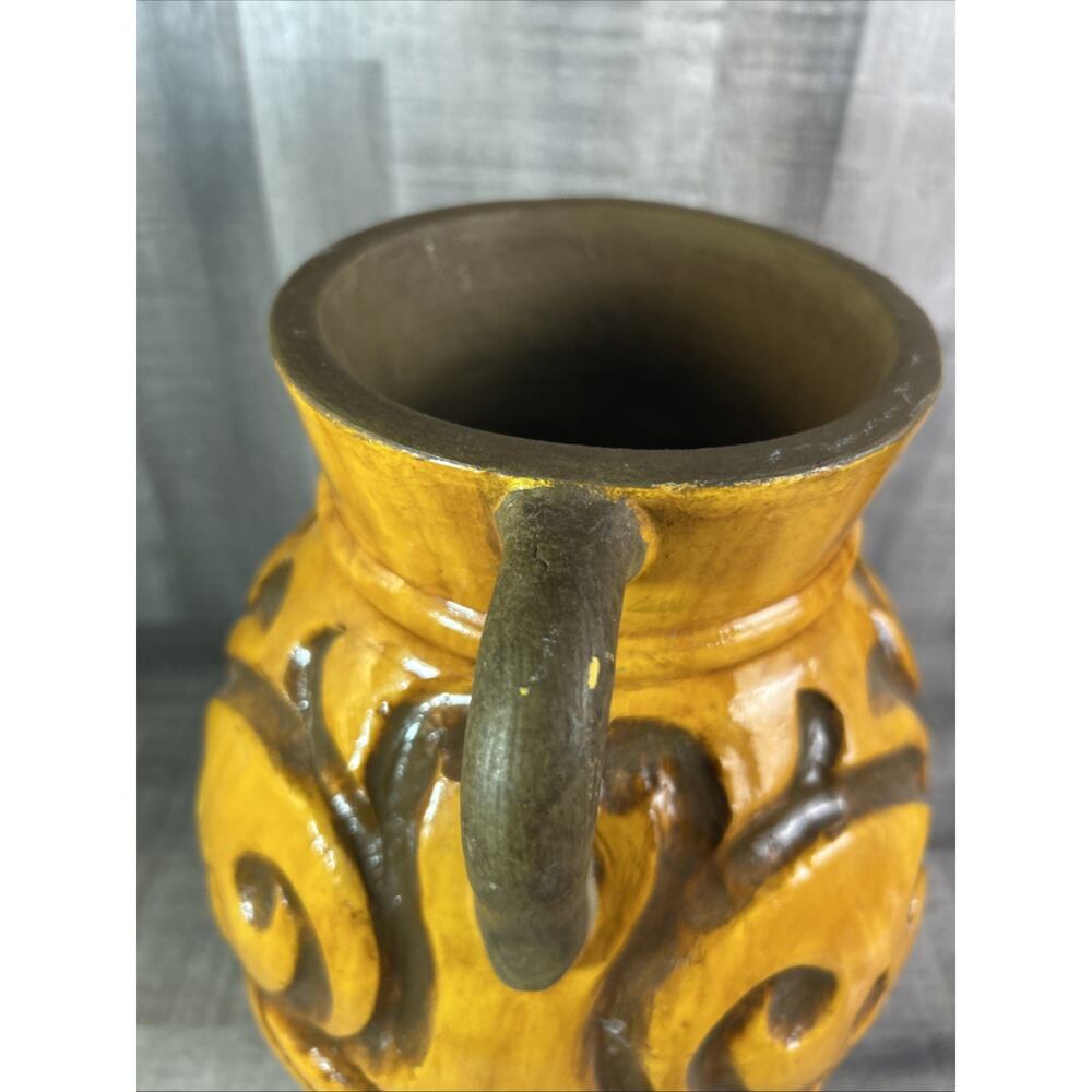 VTG Clay Pottery WATER BASIN Handmade Hand Painted sunburst Pottery Art Heavy - Picture 8 of 10